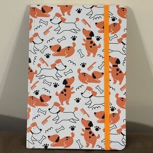 NEW Notebook Dog / Puppy Print - Elastic Band, Paws Bones, blank lined